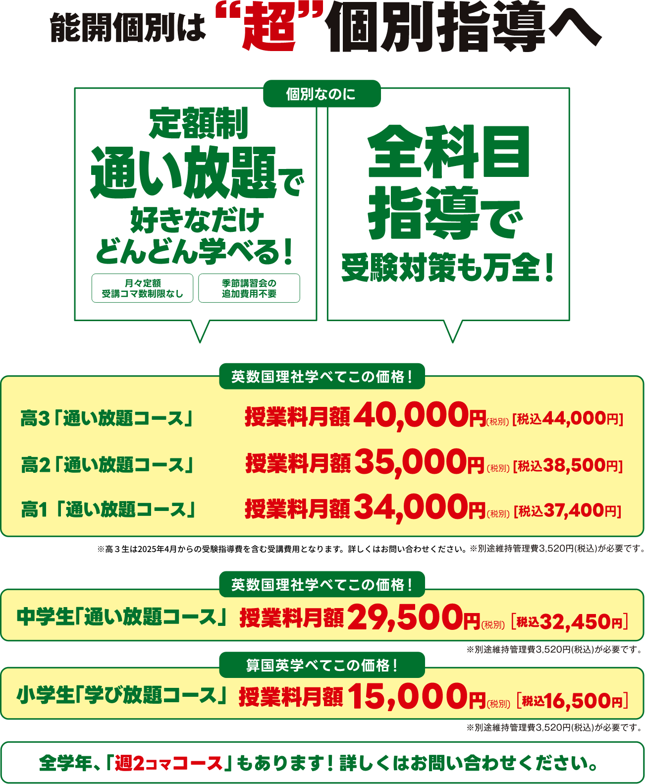 能開個別は超個別指導へ