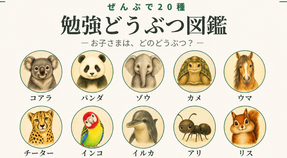 あなたはどのタイプ？「勉強どうぶつ図鑑」にチャレンジ